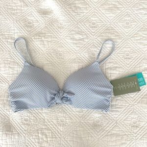 NWT H&M blue / white bikini top 36B